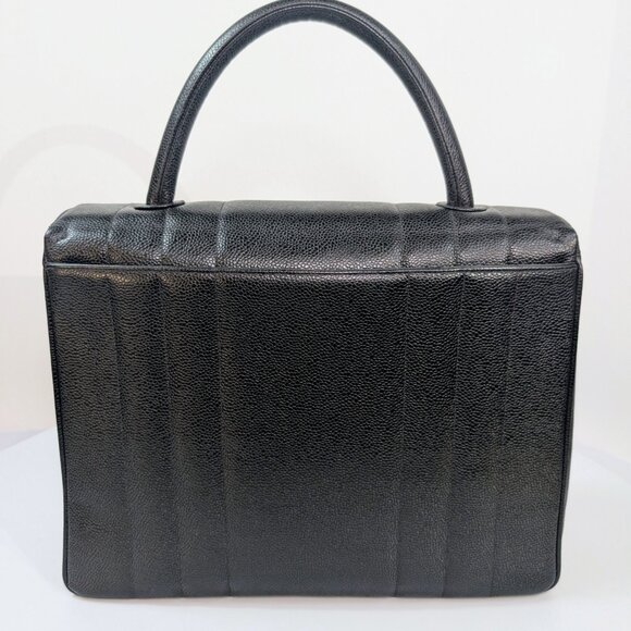 Chanel Vintage Black Caviar Mademoiselle Kelly Top Handle Flap Bag - Picture 5 of 16